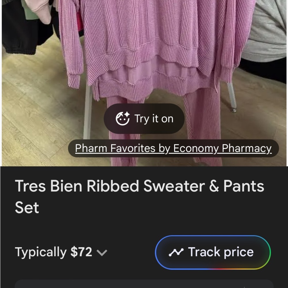 Tres Bien Ribbed Sweater & Pants Set - Pink